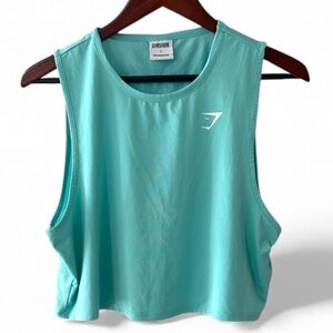 Gymshark Sleeveless Cropped Athletic Tank Womens Large Shirt Blue Workout Gym